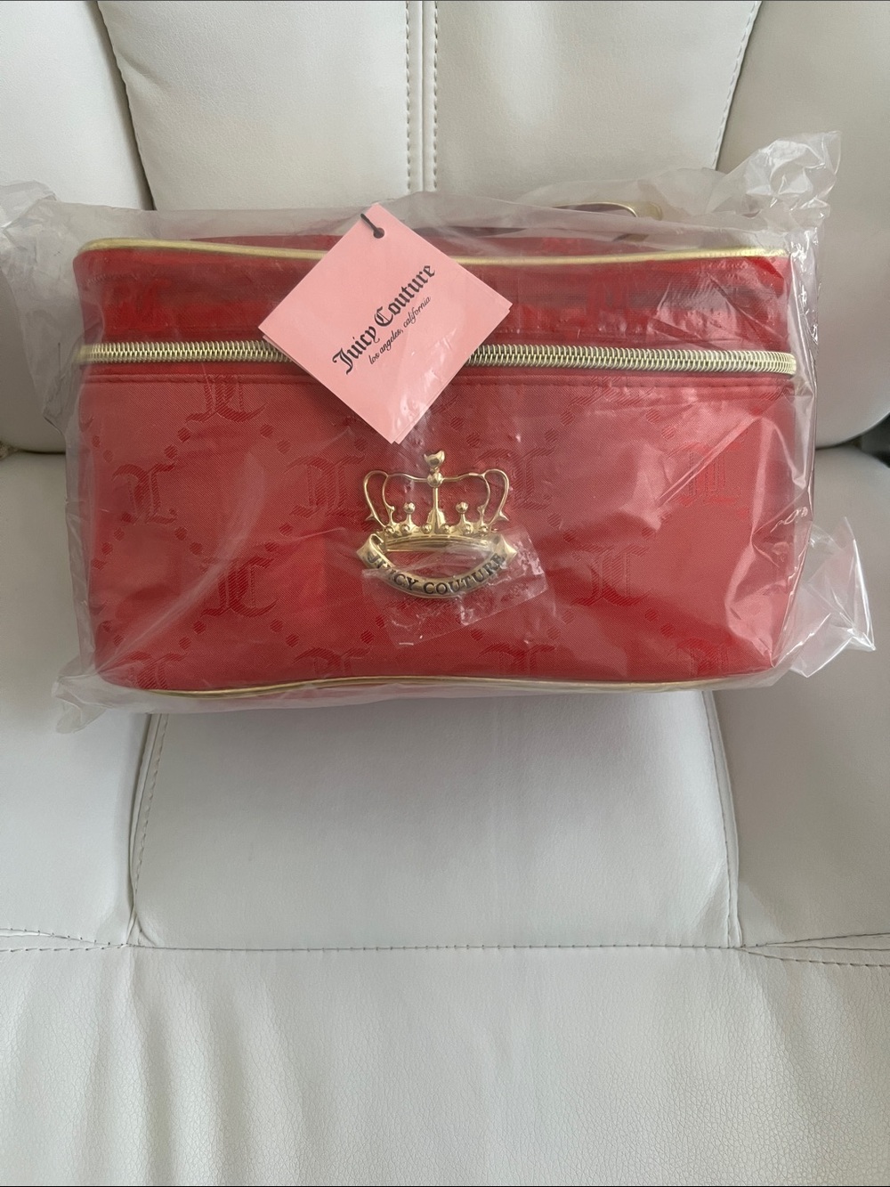 Juicy Couture Red Cosmetic Case with Gold Crown Accent